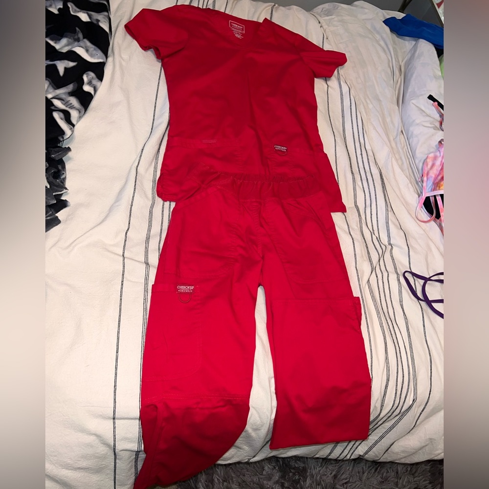 Cherokee Red Scrub set (top and pants)